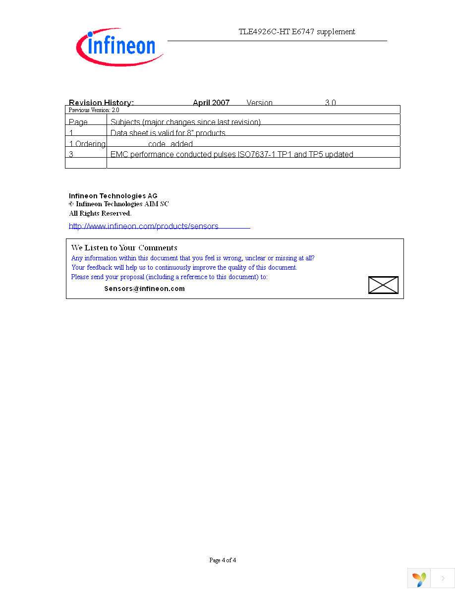 TLE4926C-HT E6747 Page 4